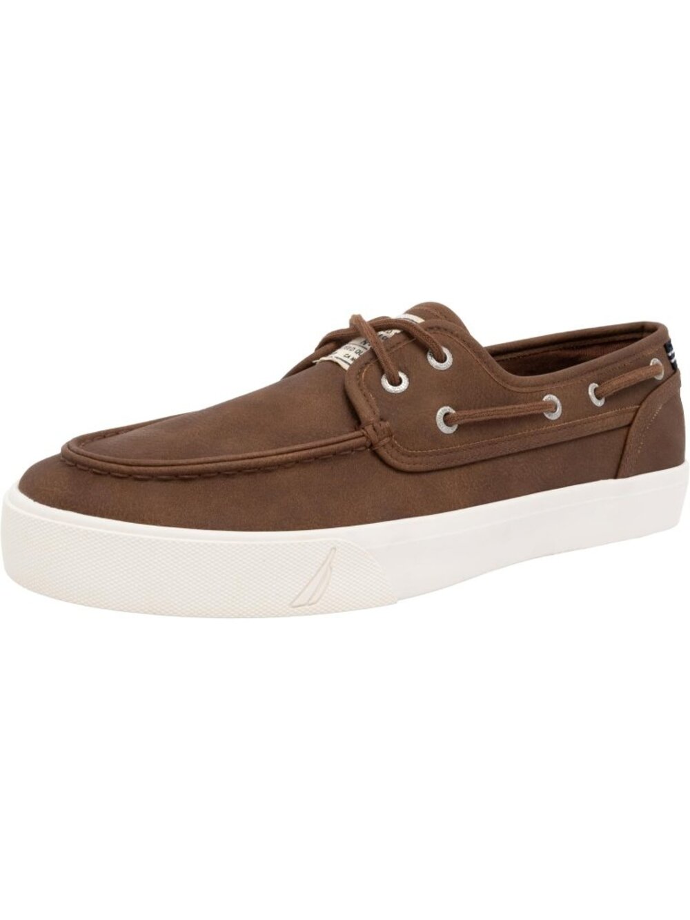 Nautica Men's Cognac Moc Toe Cushioned Insole Deck Fashion Lace Up Loafers